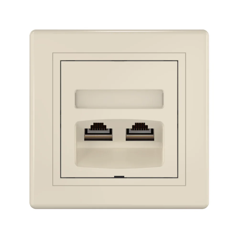 Розетка скрытой установки CADUCEUS ALING PRESTIGE двойная компьютерная с модулями Keystone RJ45 8P8C - миниатюра 4