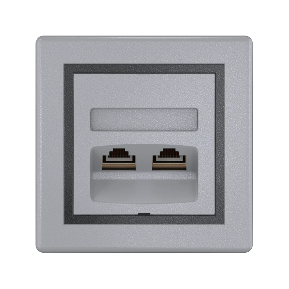 Розетка скрытой установки CADUCEUS ALING PRESTIGE двойная компьютерная с модулями Keystone RJ45 8P8C - миниатюра 5