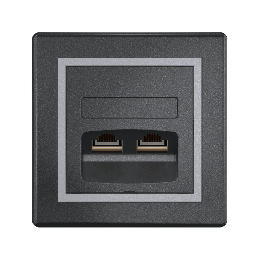 Розетка скрытой установки CADUCEUS ALING PRESTIGE двойная компьютерная с модулями Keystone RJ45 8P8C - миниатюра 7