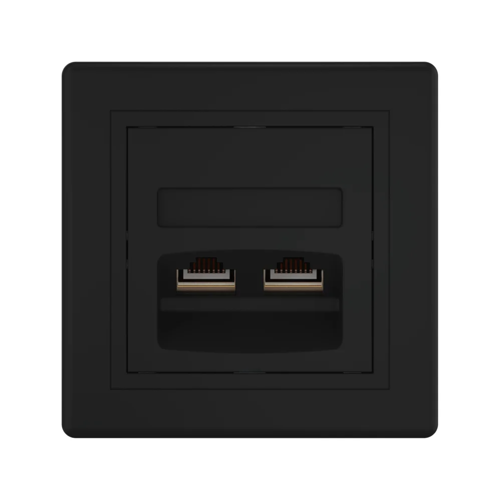 Розетка скрытой установки CADUCEUS ALING PRESTIGE двойная компьютерная с модулями Keystone RJ45 8P8C - миниатюра 8