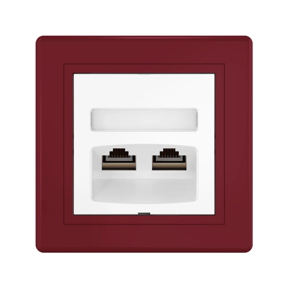 Розетка скрытой установки CADUCEUS ALING PRESTIGE двойная компьютерная с модулями Keystone RJ45 8P8C - миниатюра 9
