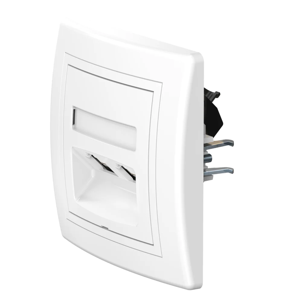 Розетка скрытой установки CADUCEUS ALING PRESTIGE двойная компьютерная с модулями Keystone RJ45 8P8C - изображение 1