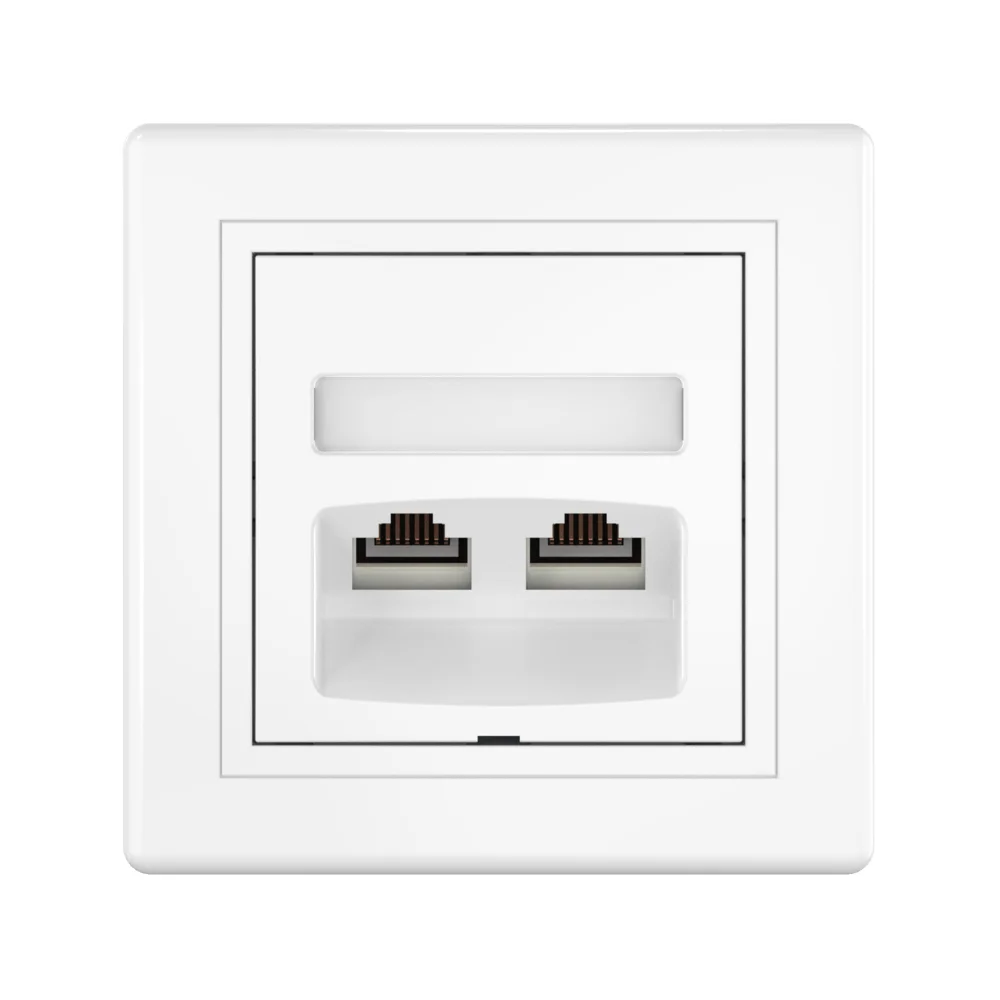 Розетка скрытой установки CADUCEUS ALING PRESTIGE двойная компьютерная с модулями Keystone RJ45 8P8C - миниатюра 2