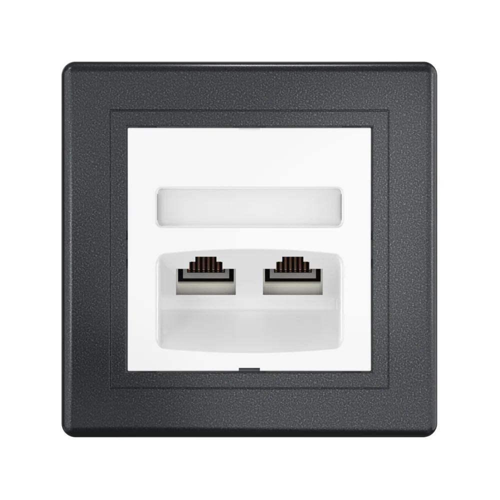 Розетка скрытой установки CADUCEUS ALING PRESTIGE двойная компьютерная с модулями Keystone RJ45 8P8C - миниатюра 4