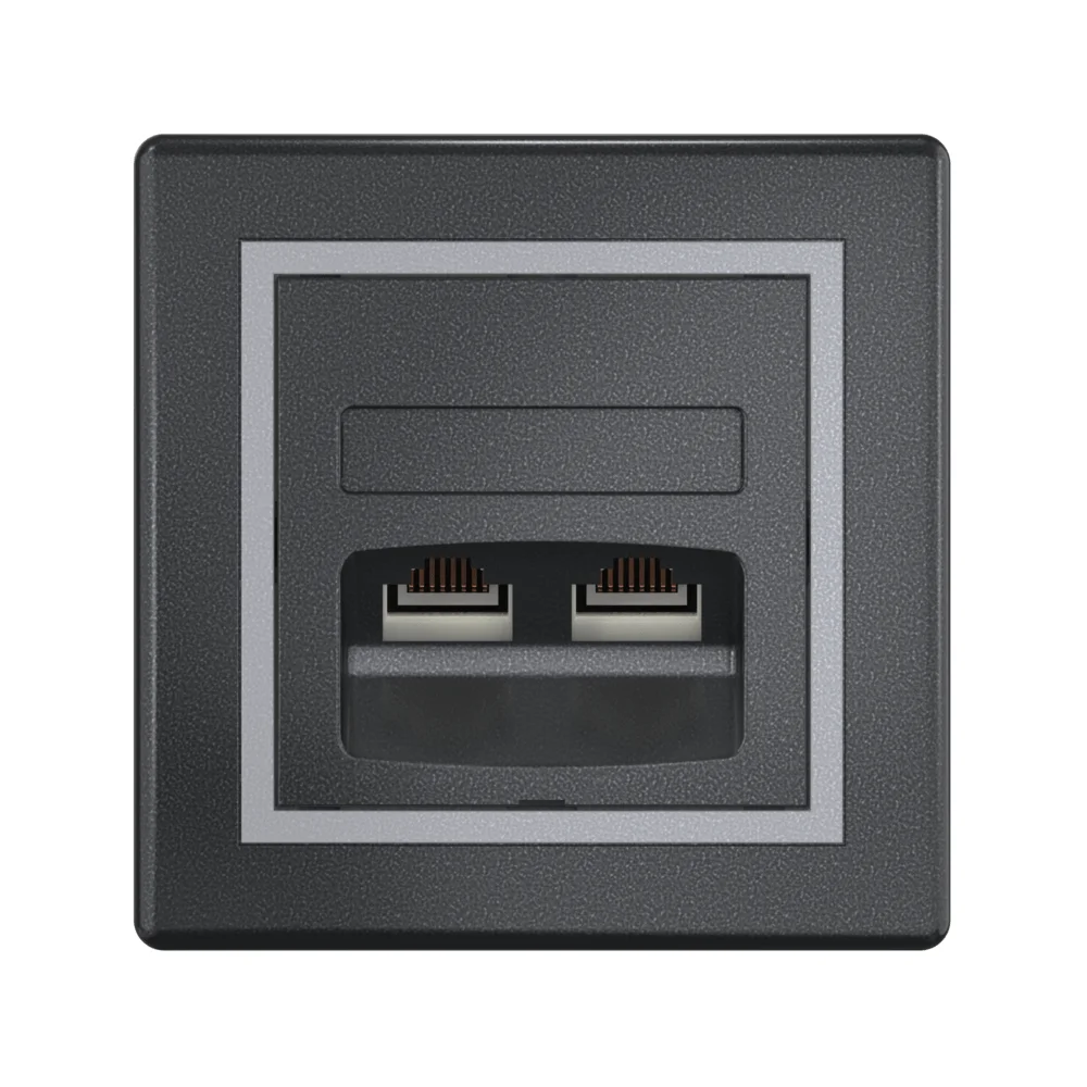 Розетка скрытой установки CADUCEUS ALING PRESTIGE двойная компьютерная с модулями Keystone RJ45 8P8C - миниатюра 5