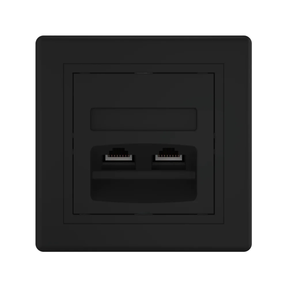 Розетка скрытой установки CADUCEUS ALING PRESTIGE двойная компьютерная с модулями Keystone RJ45 8P8C - миниатюра 6