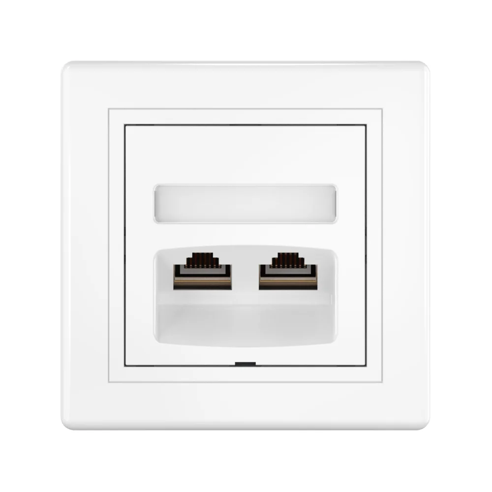 Розетка скрытой установки CADUCEUS ALING PRESTIGE двойная, компьютерная с модулями Keystone RJ45 - миниатюра 2