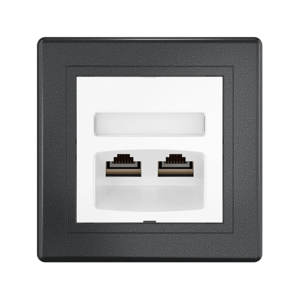 Розетка скрытой установки CADUCEUS ALING PRESTIGE двойная, компьютерная с модулями Keystone RJ45 - миниатюра 6