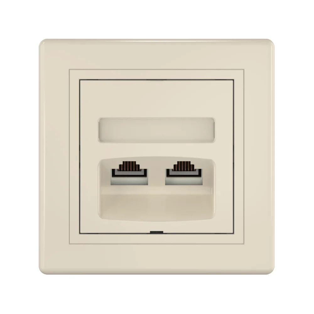 Розетка скрытой установки CADUCEUS ALING PRESTIGE двойная, компьютерная с модулями Keystone RJ45 - миниатюра 4