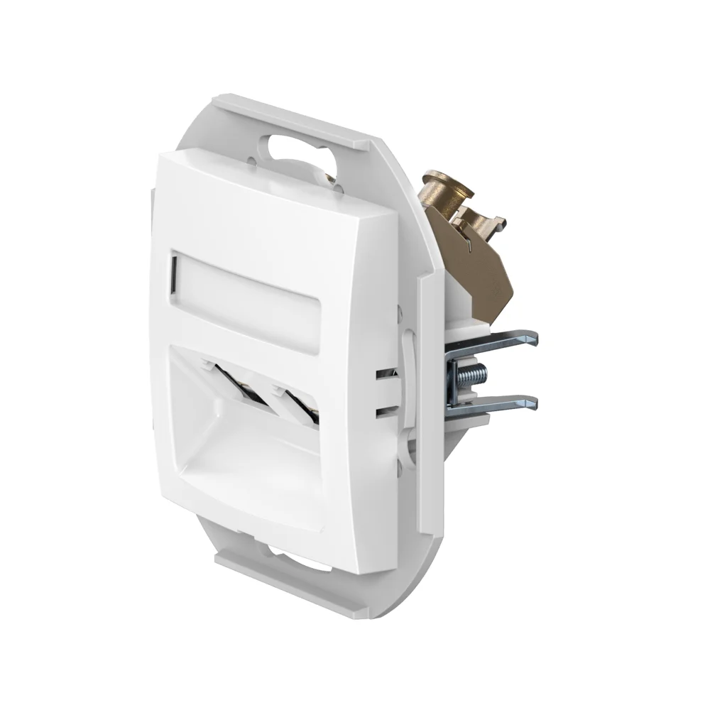 Розетка скрытой установки CADUCEUS ALING PRESTIGE двойная компьютерная с модулями Keystone RJ45 8P8C - изображение 1