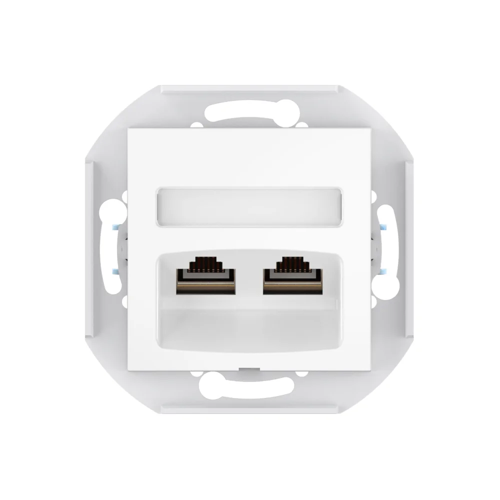 Розетка скрытой установки CADUCEUS ALING PRESTIGE двойная компьютерная с модулями Keystone RJ45 8P8C - миниатюра 2