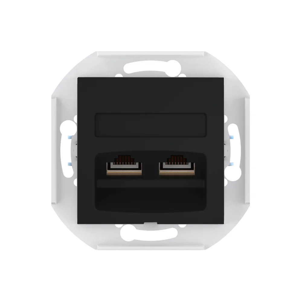 Розетка скрытой установки CADUCEUS ALING PRESTIGE двойная компьютерная с модулями Keystone RJ45 8P8C - миниатюра 7