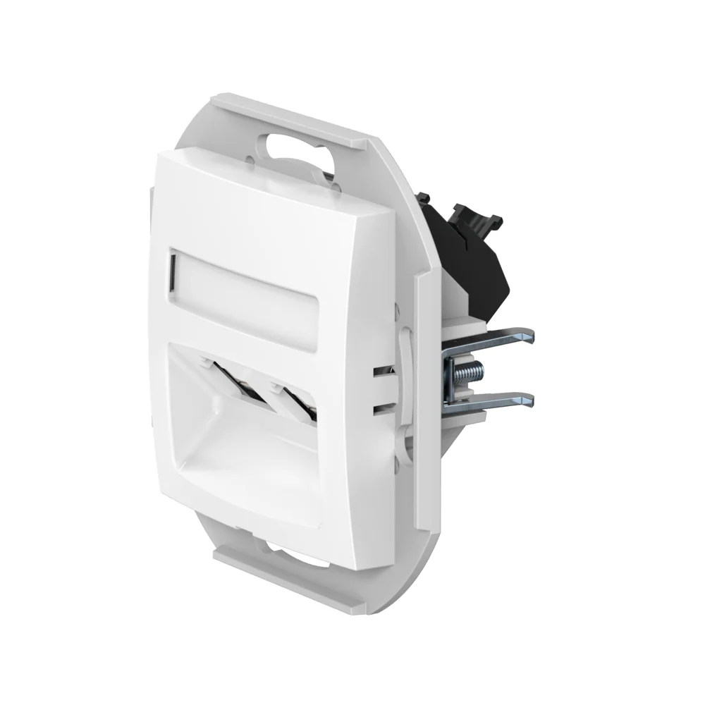 Розетка скрытой установки CADUCEUS ALING PRESTIGE двойная компьютерная с модулями Keystone RJ45 8P8C - изображение 1