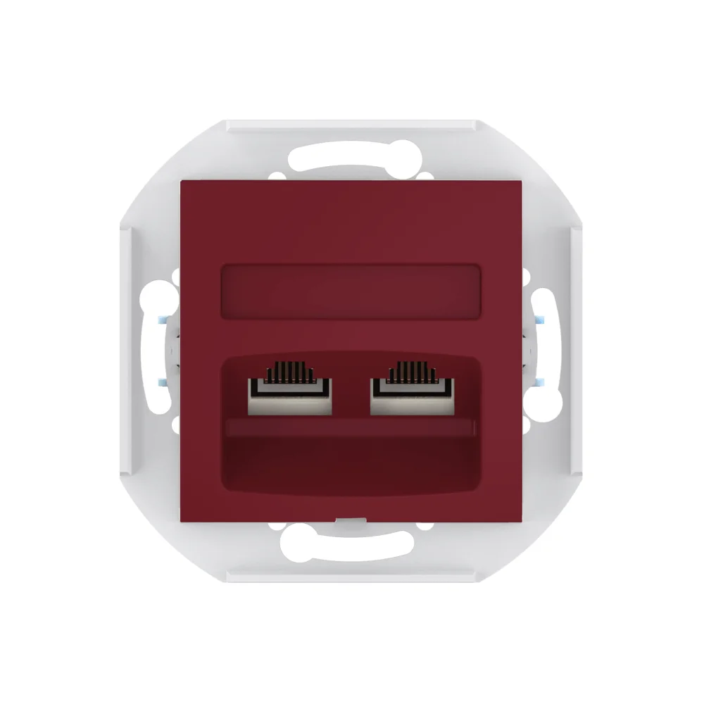 Розетка скрытой установки CADUCEUS ALING PRESTIGE двойная компьютерная с модулями Keystone RJ45 8P8C - миниатюра 6