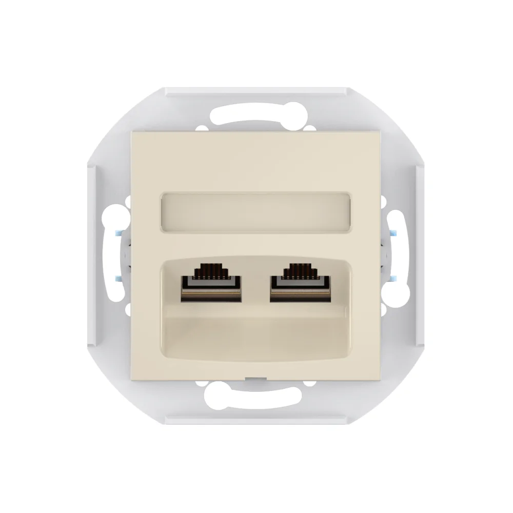Розетка скрытой установки CADUCEUS ALING PRESTIGE двойная, компьютерная с модулями Keystone RJ45 - миниатюра 4