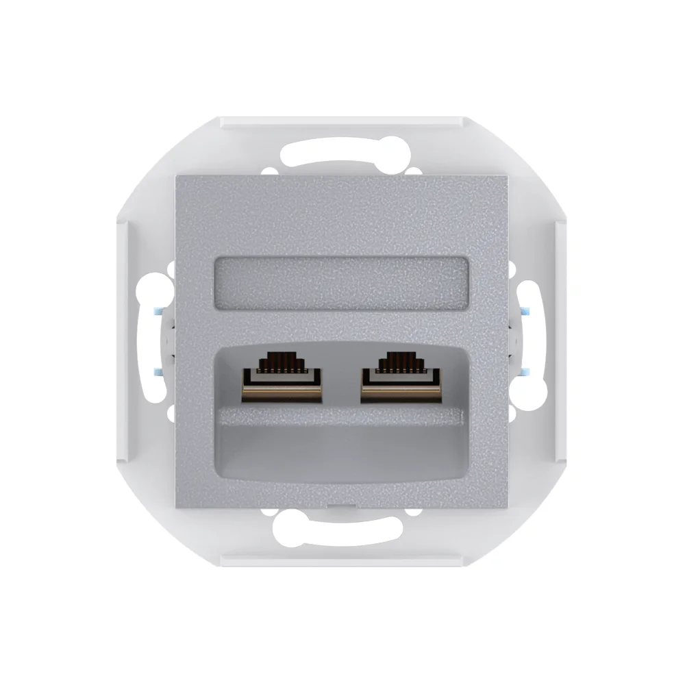 Розетка скрытой установки CADUCEUS ALING PRESTIGE двойная, компьютерная с модулями Keystone RJ45 - миниатюра 5