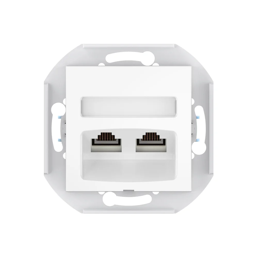 Розетка скрытой установки CADUCEUS ALING PRESTIGE двойная, компьютерная с модулями Keystone RJ45 - миниатюра 2