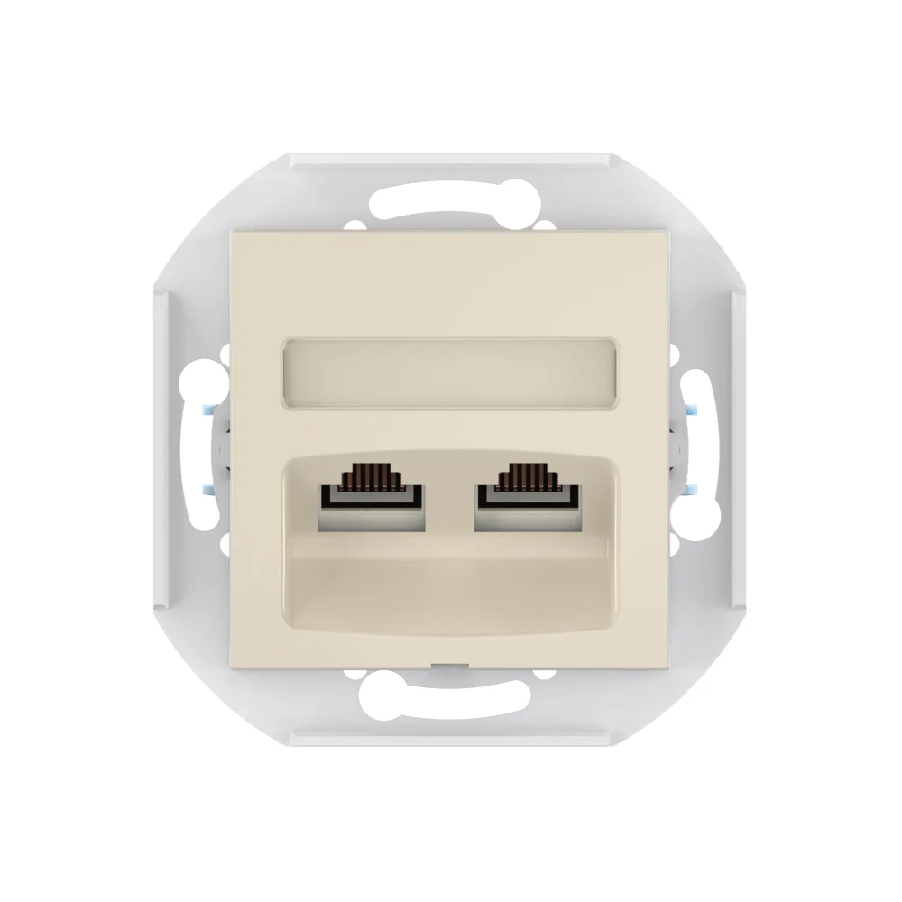 Розетка скрытой установки CADUCEUS ALING PRESTIGE двойная, компьютерная с модулями Keystone RJ45 - миниатюра 4