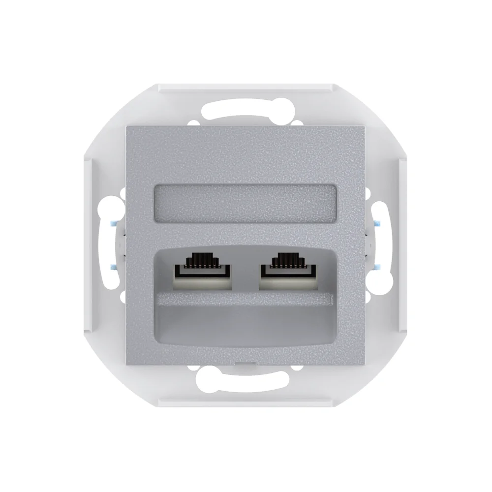 Розетка скрытой установки CADUCEUS ALING PRESTIGE двойная, компьютерная с модулями Keystone RJ45 - миниатюра 5
