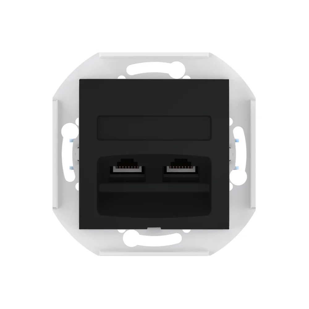 Розетка скрытой установки CADUCEUS ALING PRESTIGE двойная, компьютерная с модулями Keystone RJ45 - миниатюра 8