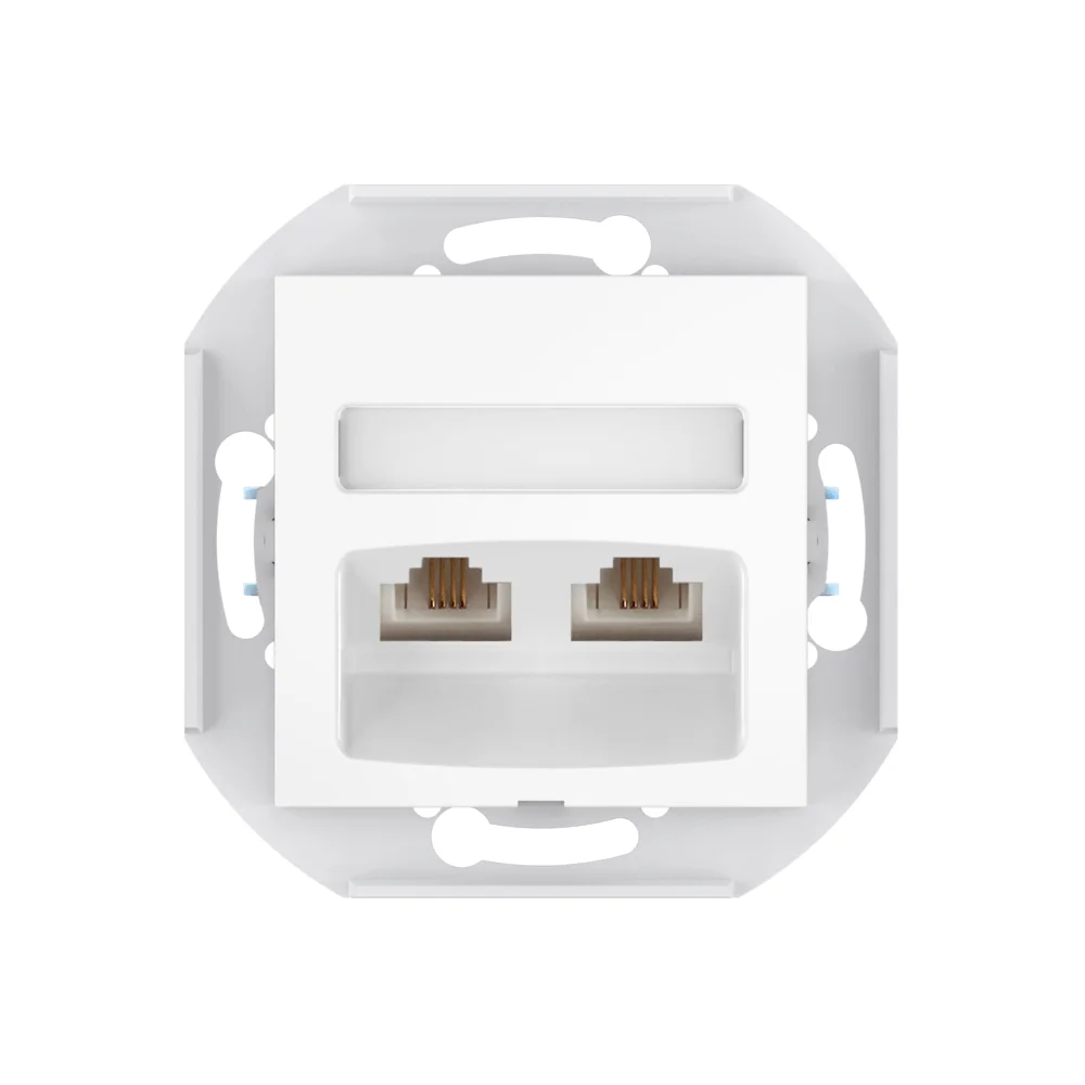 Розетка скрытой установки CADUCEUS ALING PRESTIGE с модулями Keystone 2хRJ12 6P6C cat. 3, двойная - миниатюра 2