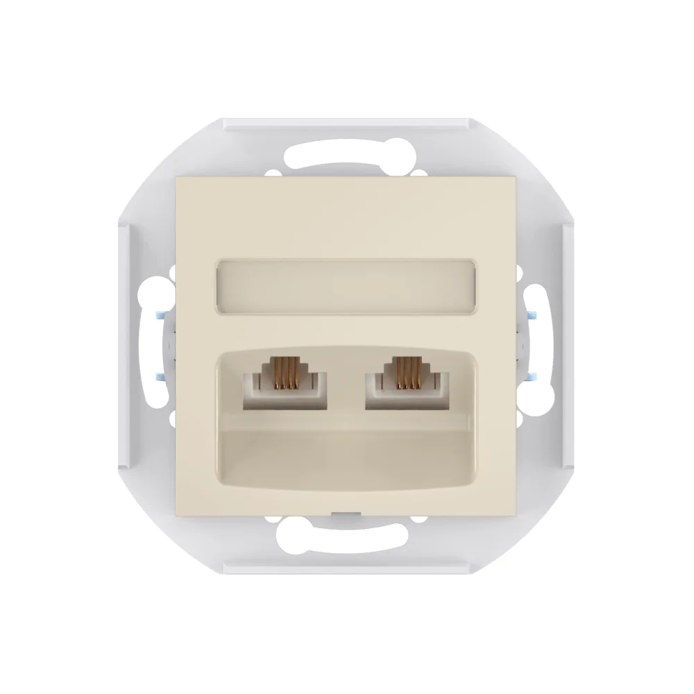 Розетка скрытой установки CADUCEUS ALING PRESTIGE с модулями Keystone 2хRJ12 6P4C, двойная - миниатюра 4