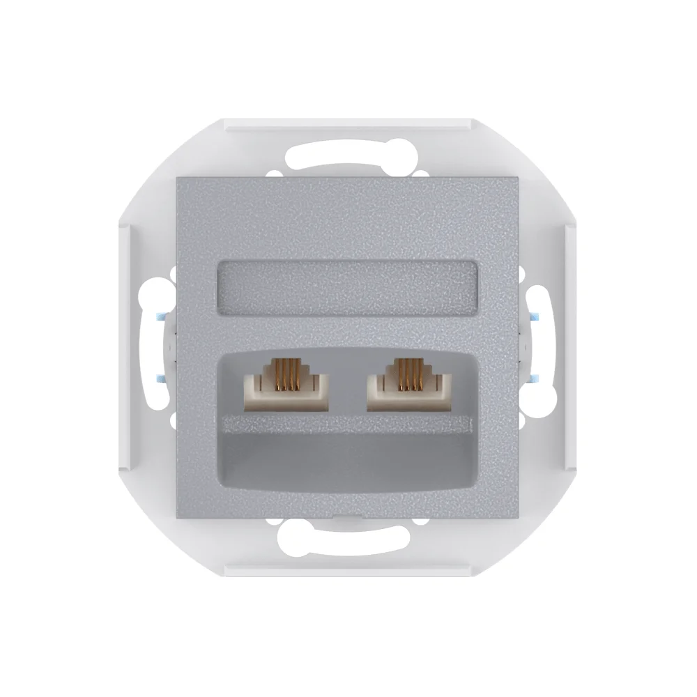Розетка скрытой установки CADUCEUS ALING PRESTIGE с модулями Keystone 2хRJ12 6P4C, двойная - миниатюра 5