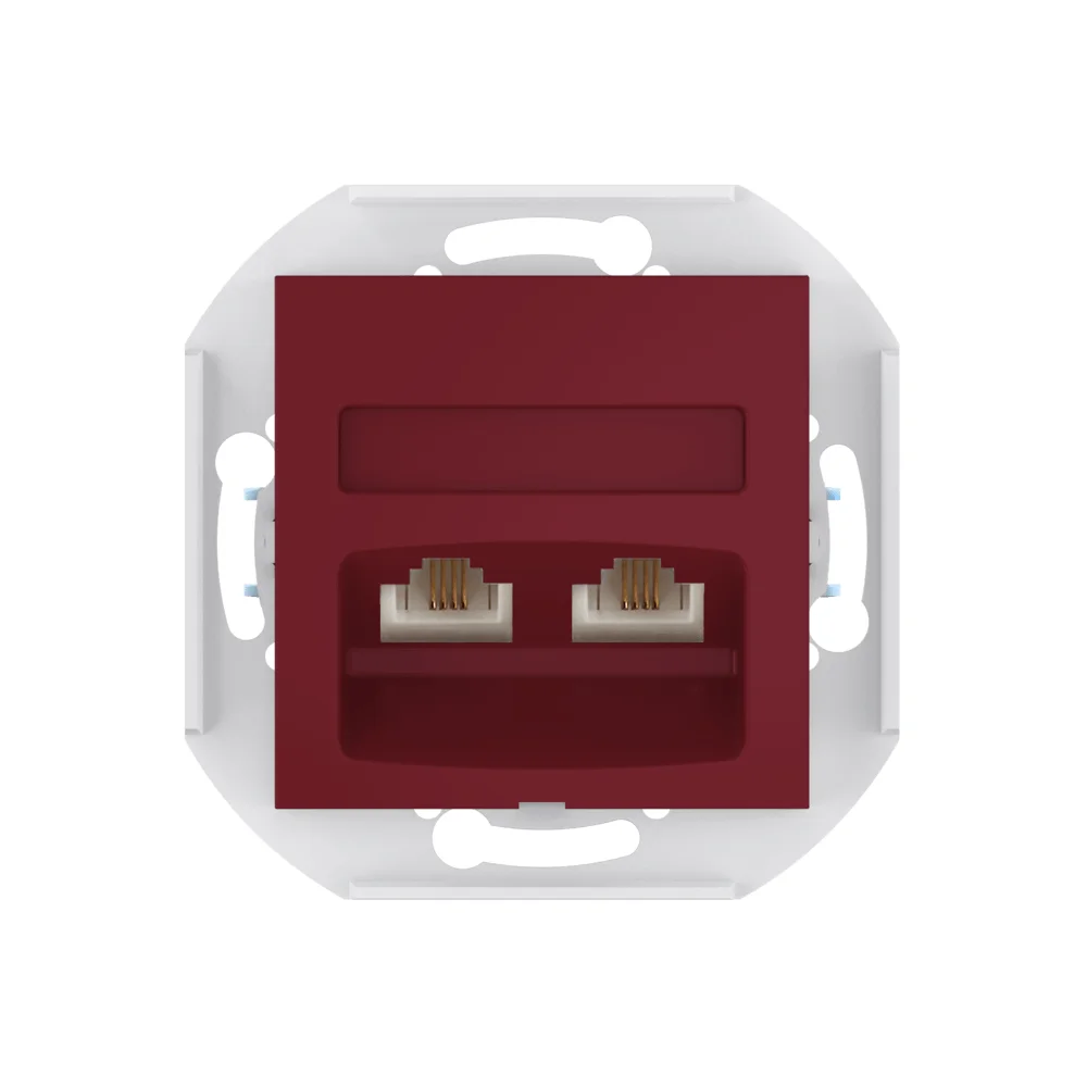 Розетка скрытой установки CADUCEUS ALING PRESTIGE с модулями Keystone 2хRJ12 6P4C, двойная - миниатюра 8