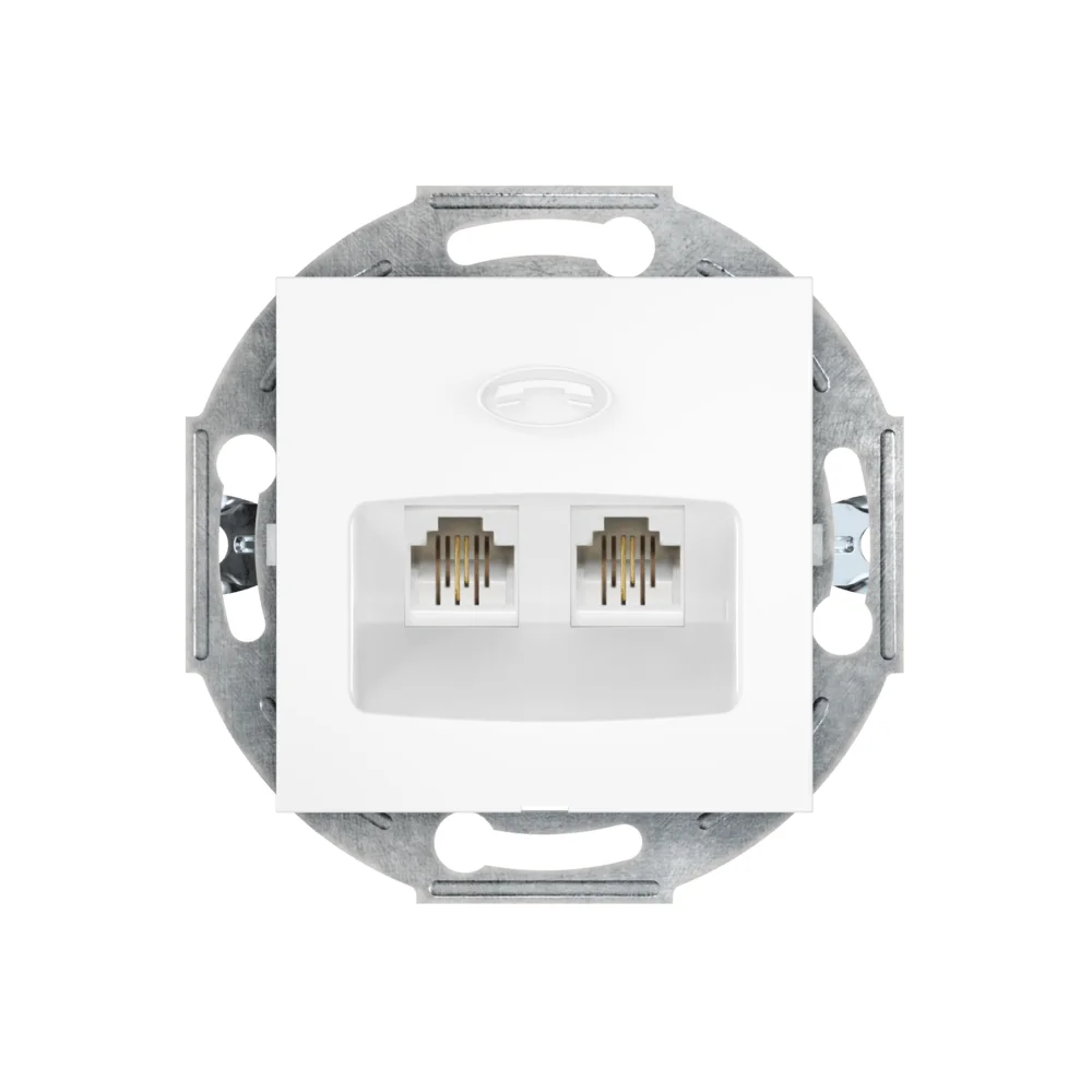 Розетка скрытой установки CADUCEUS ALING PRESTIGE 2хRJ12 6P2C двойная, телефонная, механизм - миниатюра 2