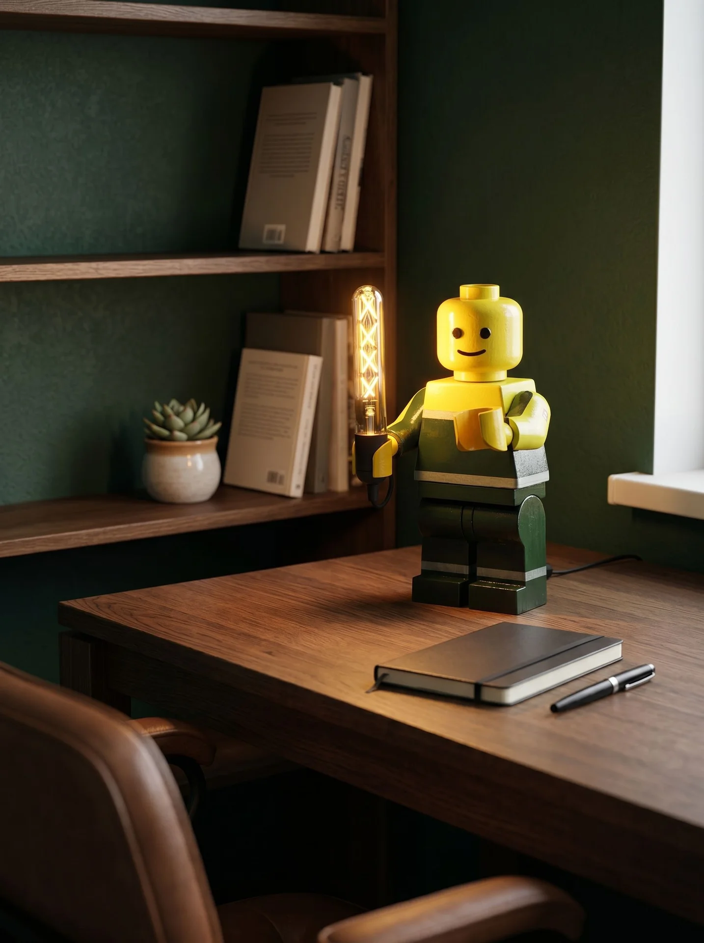 Настольная лампа "lego человек" в фирменном стиле
