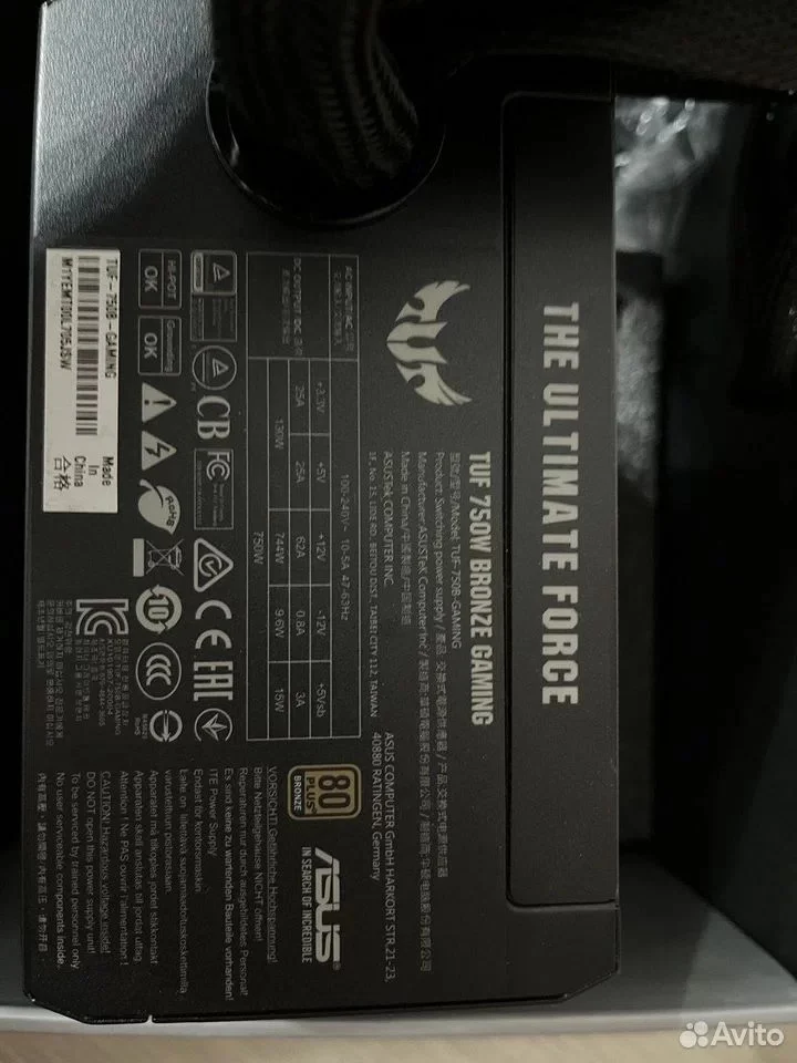 Tuf bronze gaming 750W Asus блок питания - миниатюра 3