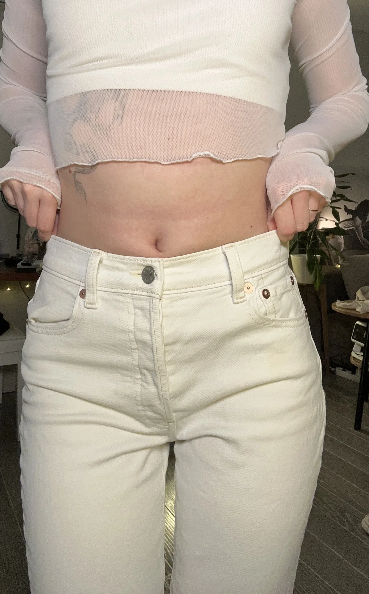 Джинсы gap 24 белые - миниатюра 2