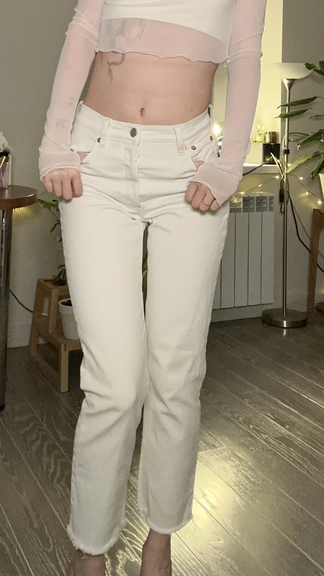 Джинсы gap 24 белые - миниатюра 3