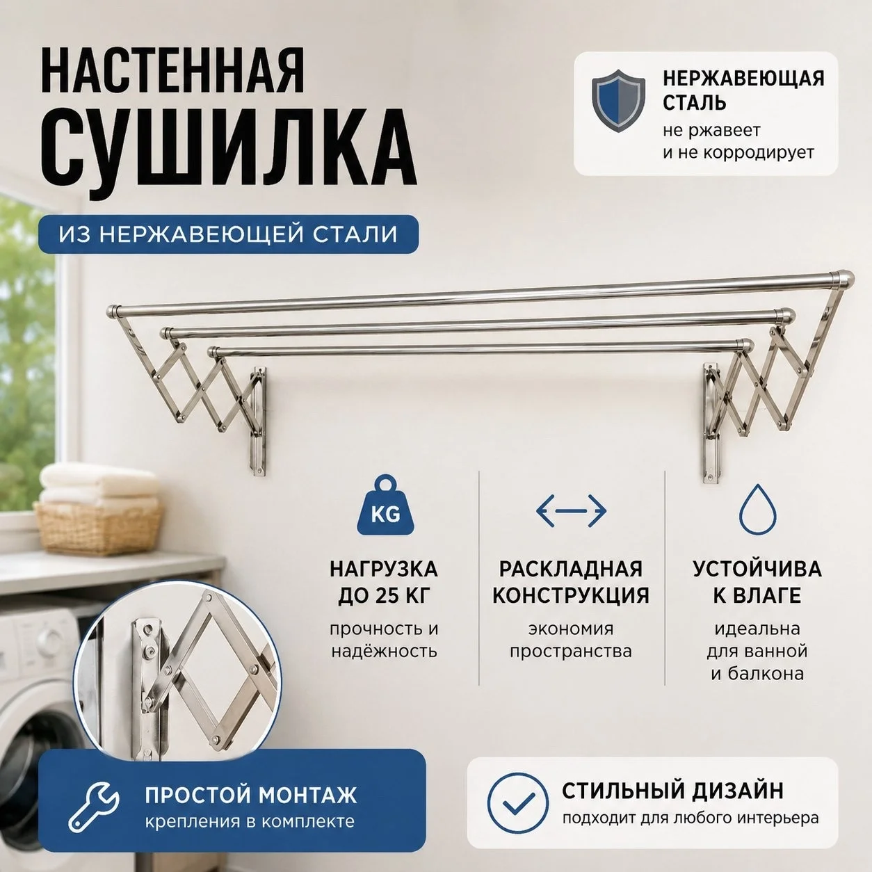Сушилка настенная из нержавеющей стали - изображение 1