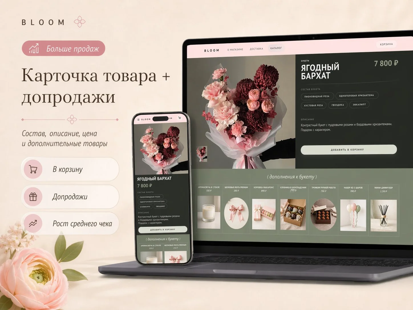 Готовый сайт для цветочного магазина + Telegram - миниатюра 4