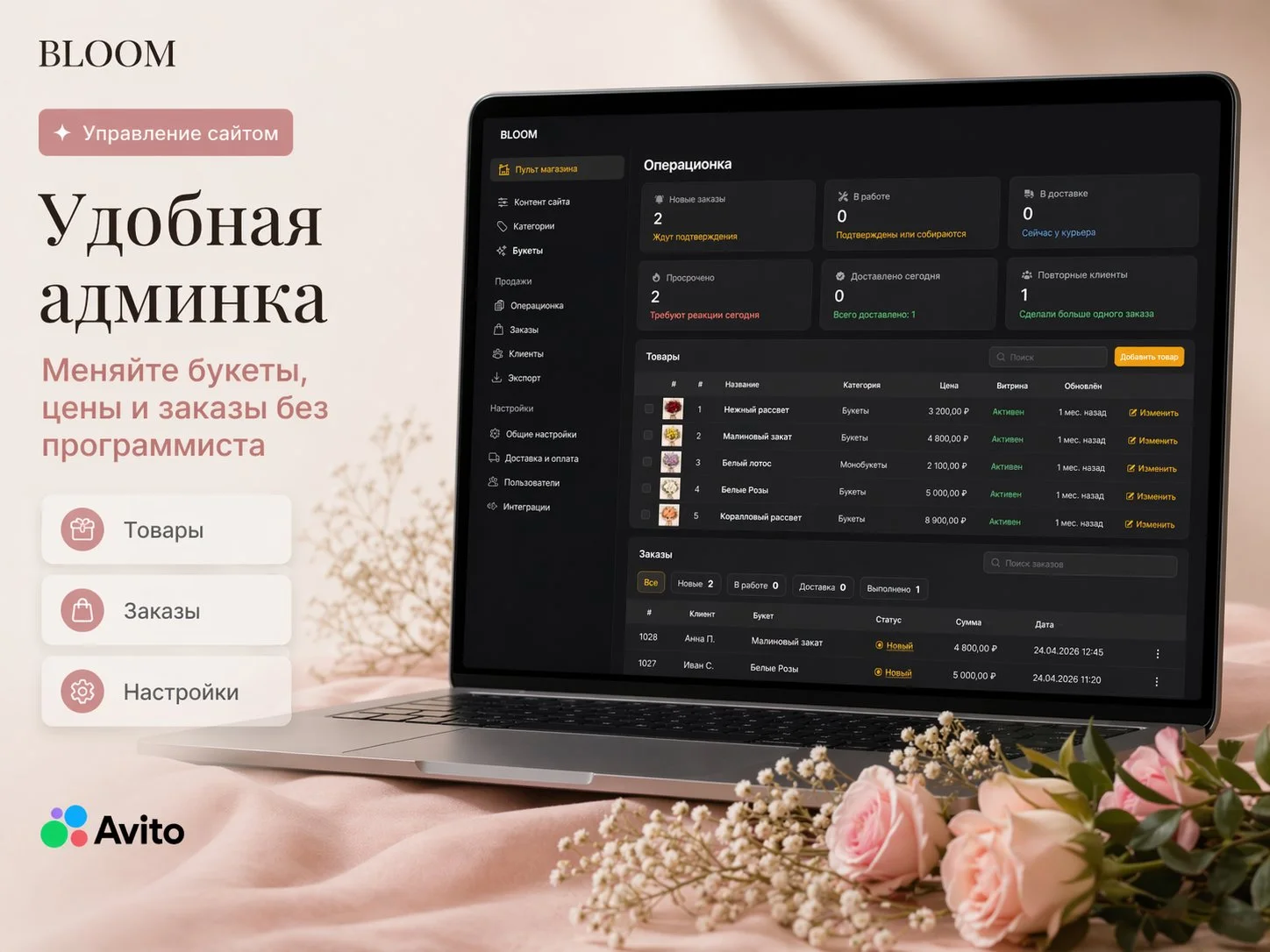 Готовый сайт для цветочного магазина + Telegram - миниатюра 5