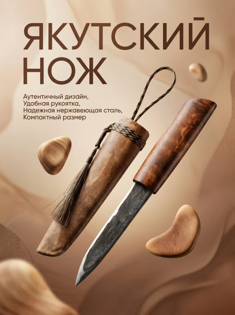 Якутский нож из бычьего хвоста охотника/рыбака