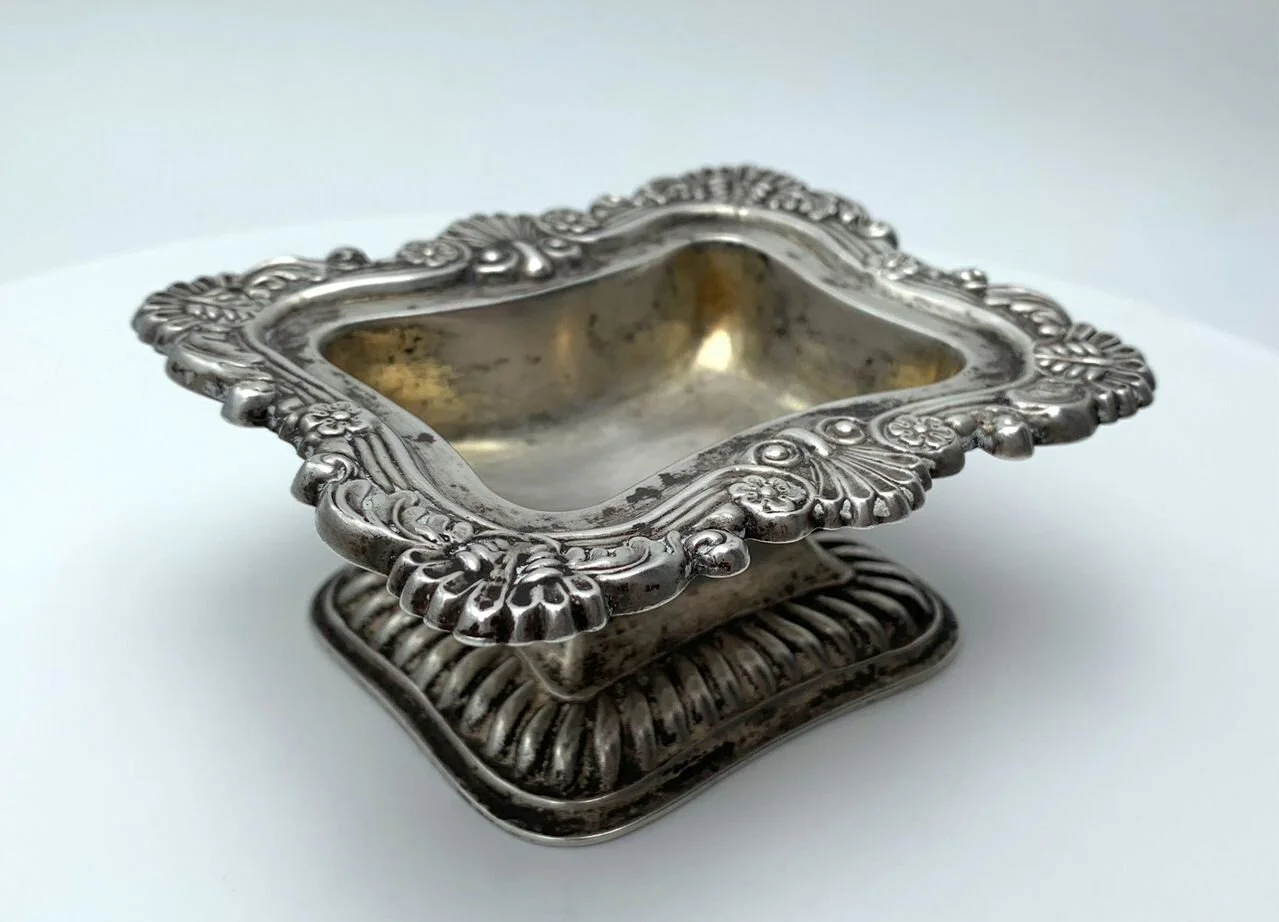 Серебряная икорница. Австрийская империя. 19 век - миниатюра 2