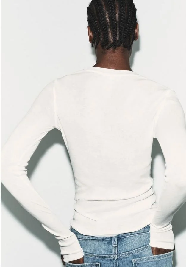 Новый лонгслив Zara 100% хлопок, белый - миниатюра 3