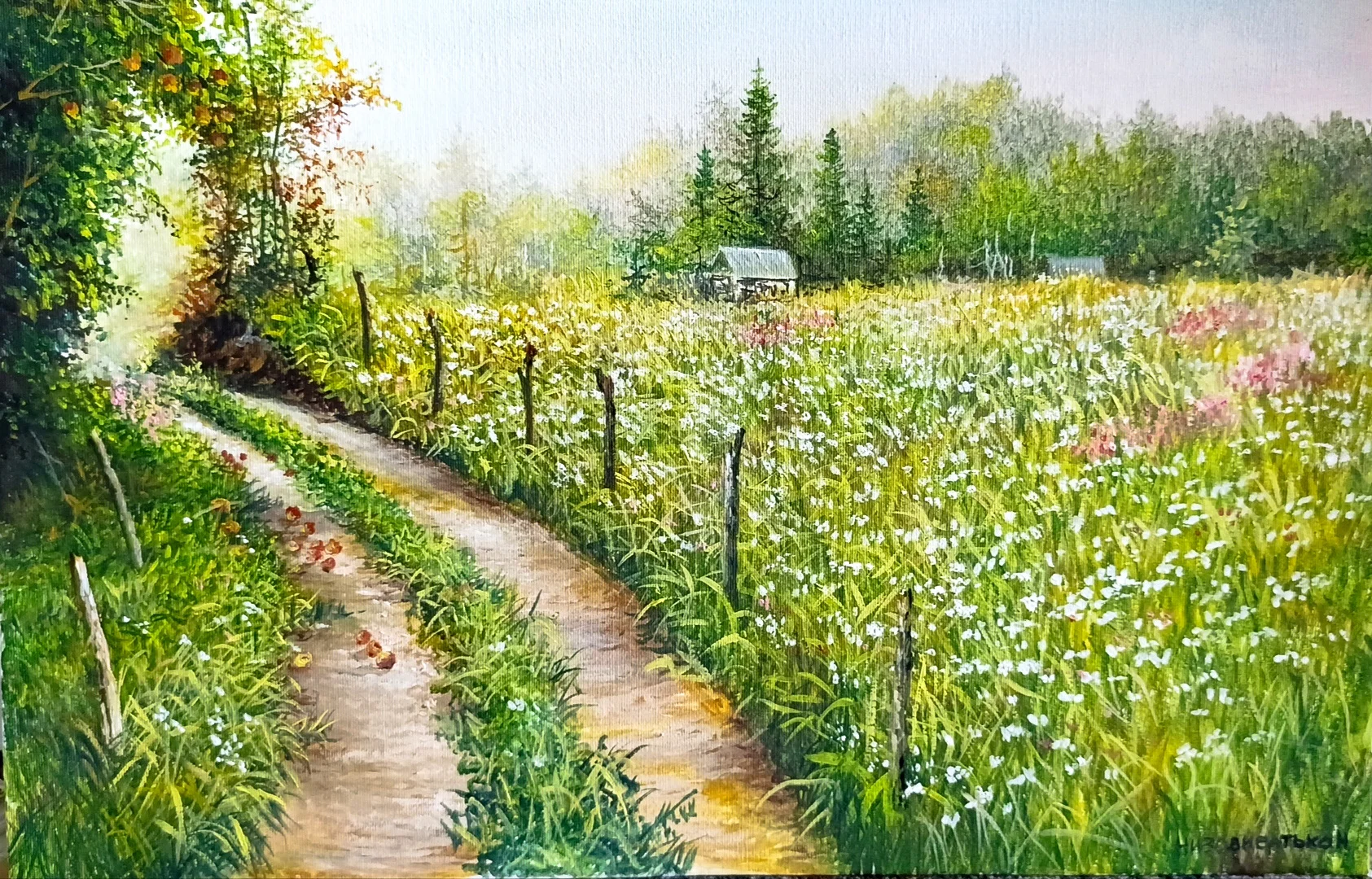 Картина"луговые цветы", холст масло, 60/50 с багет - миниатюра 2