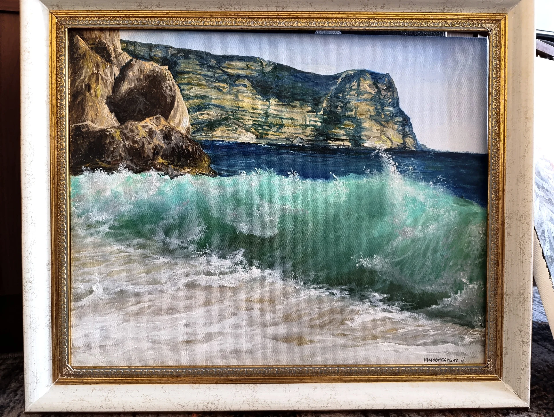 Картина " морской прибой" холст масло, 60/50 - изображение 1
