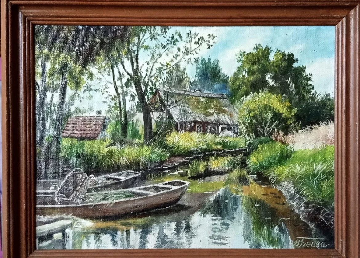 Картина «деревенский пейзаж» холст масло 30х40 - миниатюра 2