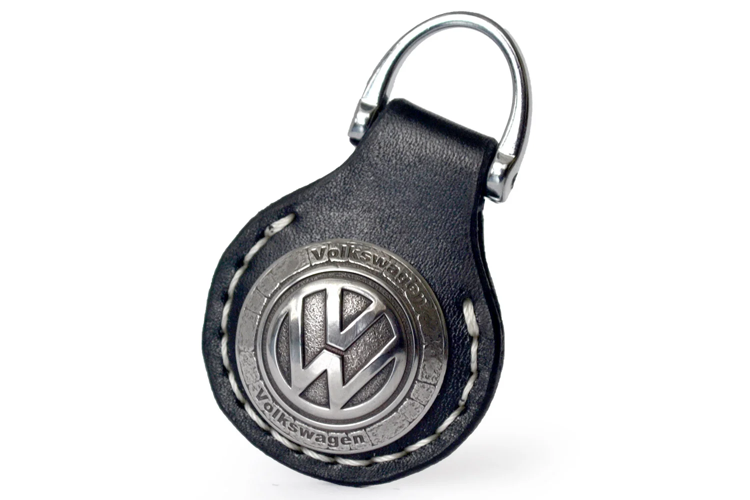 Брелок Volkswagen натуральная кожа, сталь, чеканка - изображение 1