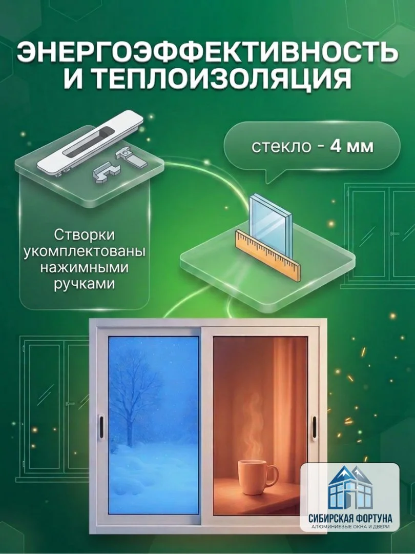 Окна алюминиевые раздвижные белое, для веранды, террасы, балкона, беседки. - миниатюра 4