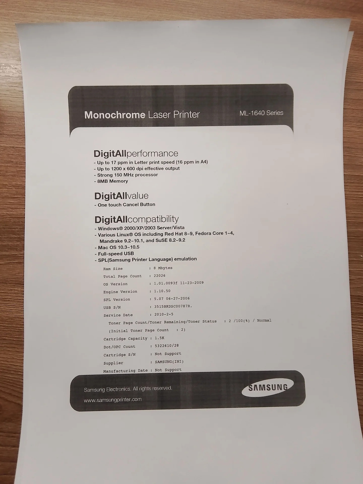Принтер лазерный Samsung ml-1641 - миниатюра 5