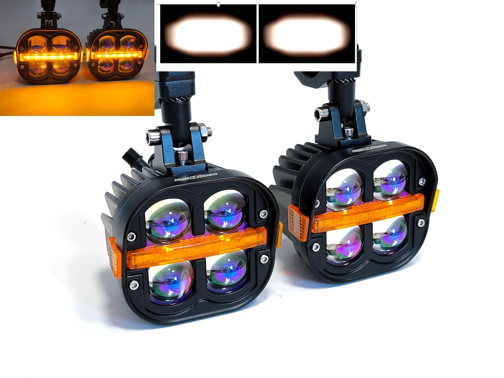 Мото фары 60W - Ближний /Дальний (Белый) +дхо - изображение 1
