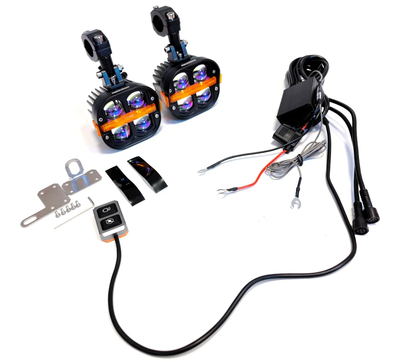 Мото фары 60W - Ближний /Дальний (Белый) +дхо - миниатюра 4