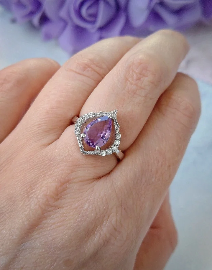 Серебряное кольцо с аметистом - миниатюра 7