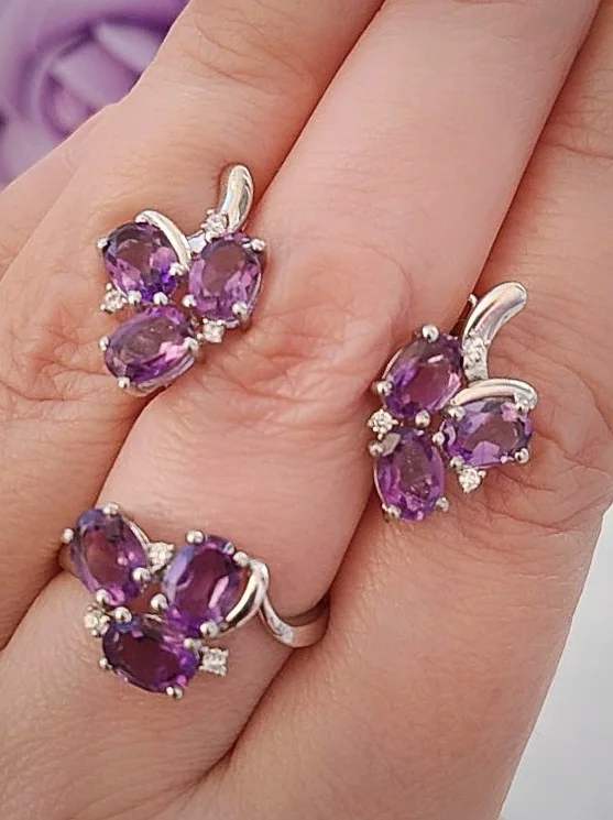 Серебряный комплект с натуральными аметистами - миниатюра 7