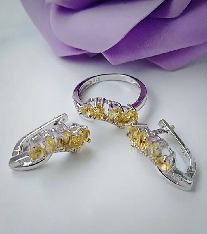 Серебряный комплект с цитринами - миниатюра 2